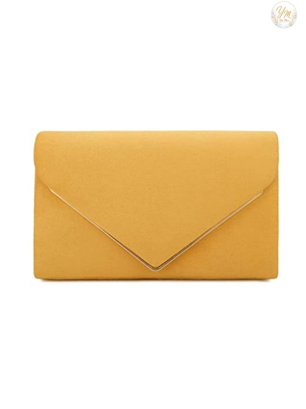 Faux Suede Clutch Bag Metal Binding Evening Purse Detachable Chain